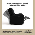 Storkcraft Amalfi Deluxe Power Recliner Swivel Glider – Premium Electronic Nursery Rocking Chair, Oeko-TEX 100 Certified, Includes Dual-USB Charging Port with USB-A & USB-C (Black Boucle)