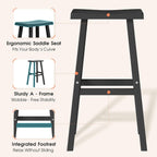KAMABOKO 4 Set 29" HDPE Bar Stools Set Outdoor, Durable Resin Bar Chairs with Footrest, Weatherproof & Ergonomic Barstools for Patio, Deck & Poolside, Black