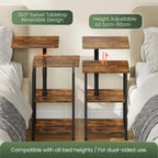 CHOEZON 360° Swivel Height Adjustable Side Table with Swivel Tabletop, 3-Tier End Table for Small Space, Nightstand with Storage, for Couch, Living Room, Bedroom, Rustic Brown and Black TBZ22BF