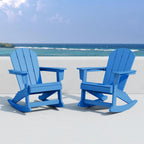 HDPE Laguna Outdoor Rocking Poly Adirondack Chair (Set of 2), Pacific Blue