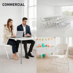 SEALAMB 10 Pack Folding Chairs with Cushion Seat, Heavy Duty Metal Frame Portable Stackable Chairs for Wedding Party Office School Church Events, Indoor Outdoor Use, 350 lb Capacity,White