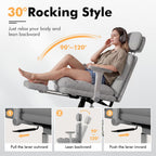 GXJ Criss Cross Chair with Flip-up Arms, Executive Office Chair with Foot Rest, Cross Legged Office Chair G800 Plus, Extra Lumbar Pillow, Corduroy Comfy Computer Desk Chair for Home, Grey