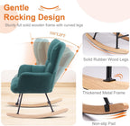 Rocking Chair, Upholstered Glider Rocker Accent Chair, Nnursery Rocking Chairs with High Backrest for Small Spaces, Indoor, Living Room, Bedroom, Green