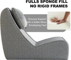 Giant Bean Bag Chair for Adults,Corduroy Chaise Lounge with Unrivaled Back Support, Detachable Neck Pillow, Comfortable Ottoman & Washable Cover for Living Room, Bedroom, Garden (Grey)