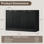 55" Fluted Buffet Sideboard Cabinet, Modern Accent Credenza Table | Adjustable Shelves, CARB P2 Certified Wood Console Cabinet for Kitchen, Dining Room, Living Room, Entryway