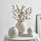 Ceramic Vase Set of 3 for Modern Home Decor, Boho Vase White Round Vase Minimalist Decorative Vase for Table Centerpiece Wedding Dining Living Room Office Entryway Coffee Table Decor