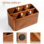 Wooden Kitchen Utensil Holder Organizer for Counter or Countertop, Large Wooden Utensil Holder for Storage Cooking and Silverware with 6 Compartment, Acacia Rustic Wood Container Extra Large