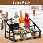 YQBRAO 2-Tier Coffee Syrup Organizer, 8-Bottle Rack, Rustic Brown | Holds up to 8 bottles in two raised rows for coffee bars, kitchens, counters, and beverage stations.