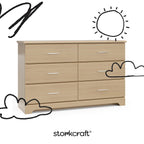 Storkcraft Brookside 6 Drawer Dresser, Driftwood | GREENGUARD Gold Certified, Wood Dresser for Bedroom, Kids & Nursery Storage Chest, Safety Interlocking Drawers, Kids Bedroom