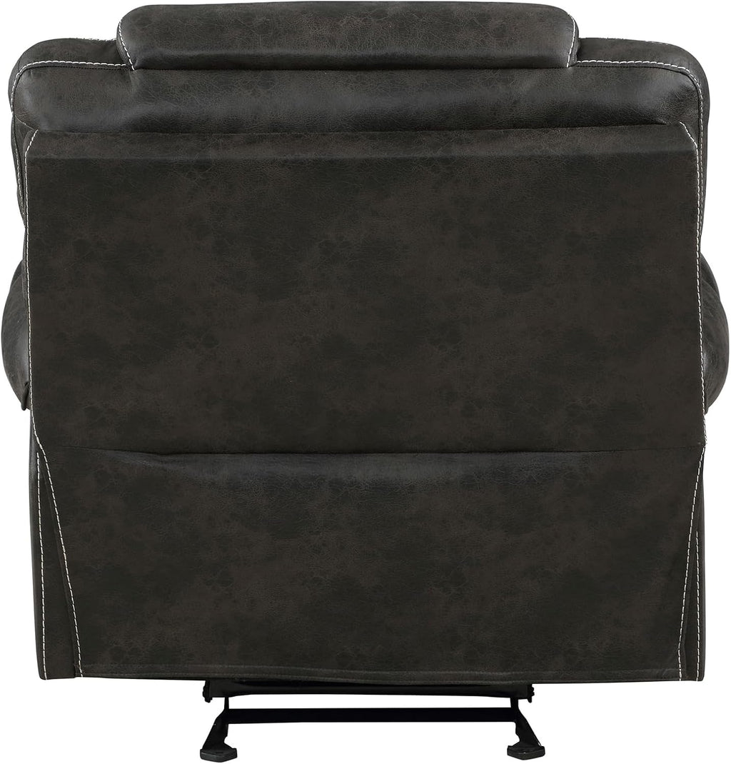 Lexicon Manual Glider Recliner Chair, Polished Microfiber Upholstered Manual Tab Pull Reclining Nursery Chair for Living Room, Pillow Top Armrest, Padded Headrest, Easy Assembly, Chocolate