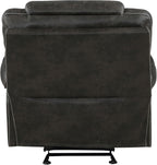 Lexicon Manual Glider Recliner Chair, Polished Microfiber Upholstered Manual Tab Pull Reclining Nursery Chair for Living Room, Pillow Top Armrest, Padded Headrest, Easy Assembly, Chocolate