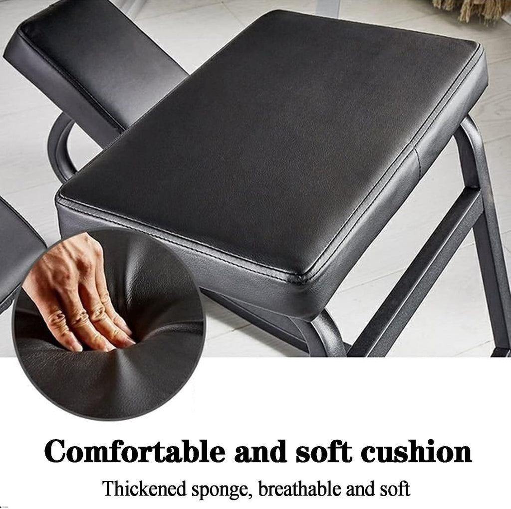Ergonomic Kneeling Chair with Back Support - Posture Corrective Rocking Balance Stool for Office Use, Orthopedic Design to Relieve Fatigue and Improve Comfort (Black)