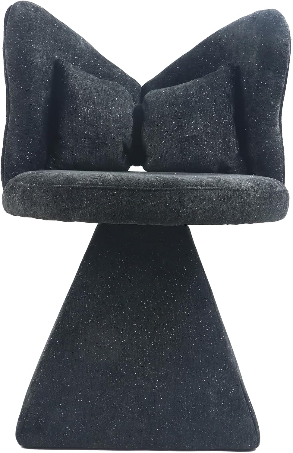 Velvet Swivel Vanity Chair with Butterfly Back, Makeup Stool for Bedroom Dressing Table, Modern Accent Chair for Living Room, Dining Room, Study, Home Office (Black)