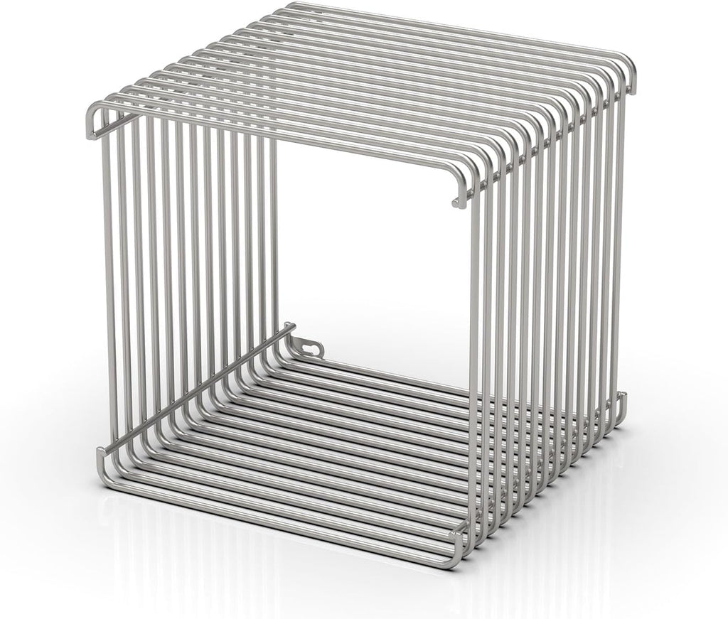 Chrome Side Table, Metal Stainless Steel Side Table with Mirror Finish for Living Room Bedroom, Small Space-Saving Nightstand with Storage Shelf, Square Accent Table for Couch Office