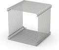 Chrome Side Table, Metal Stainless Steel Side Table with Mirror Finish for Living Room Bedroom, Small Space-Saving Nightstand with Storage Shelf, Square Accent Table for Couch Office