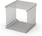 Chrome Side Table, Metal Stainless Steel Side Table with Mirror Finish for Living Room Bedroom, Small Space-Saving Nightstand with Storage Shelf, Square Accent Table for Couch Office