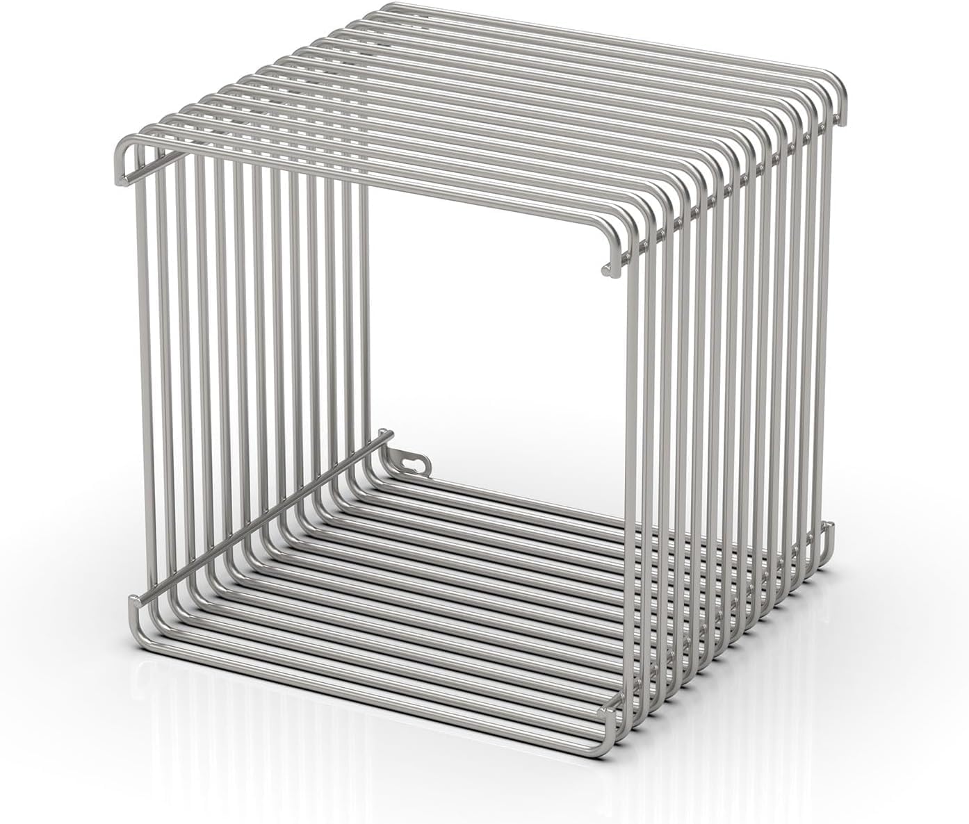 Chrome Side Table, Metal Stainless Steel Side Table with Mirror Finish for Living Room Bedroom, Small Space-Saving Nightstand with Storage Shelf, Square Accent Table for Couch Office