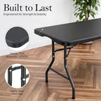 6FT Folding Table with Carrying Handle: Upgrade Thickened Heavy Duty Portable Foldable Table | Perfect Plastic Tables for Party, Dining, Wedding, Events, Picnic Indoor, Outdoor, Camping, Utility Black