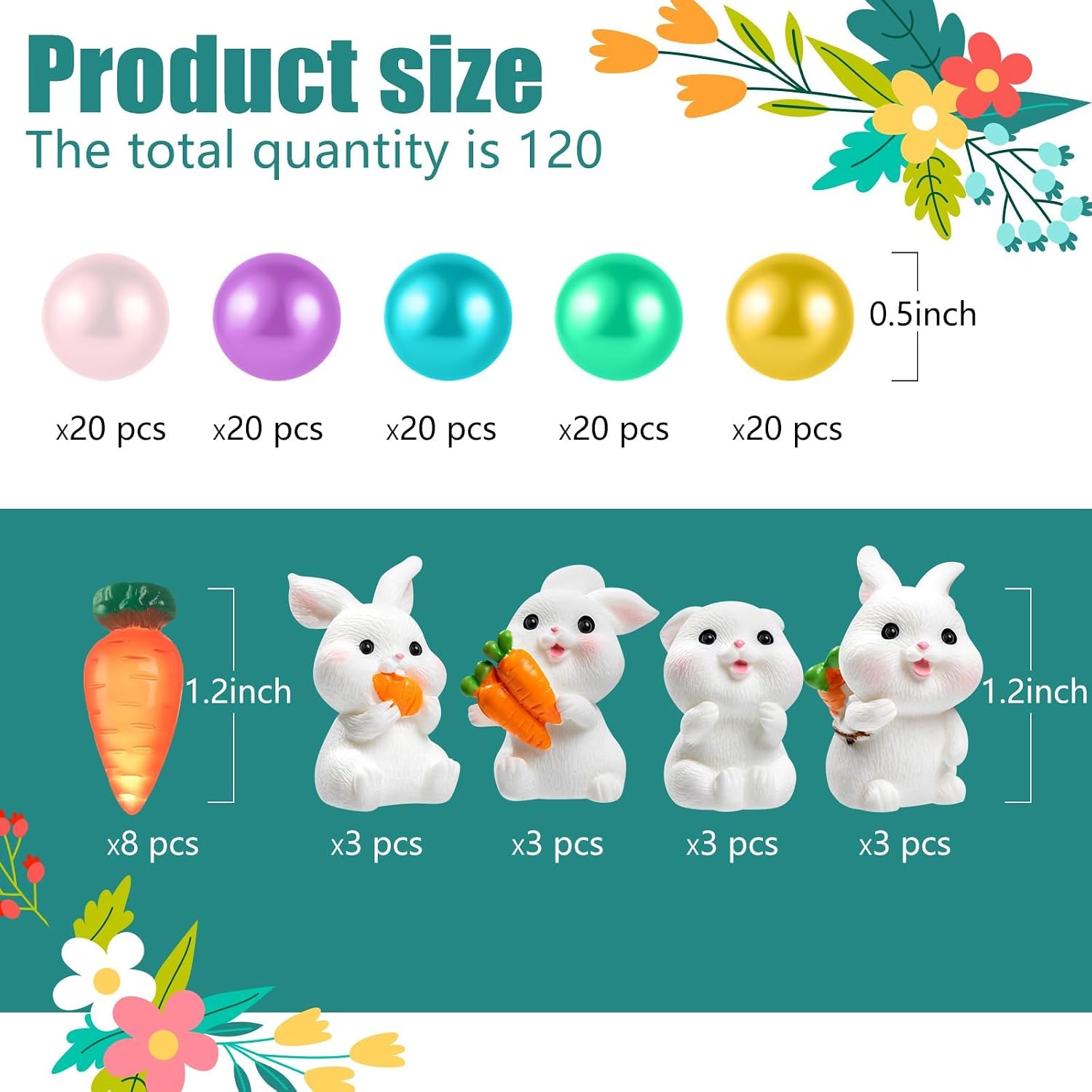 120 Pcs Easter Vase Filler, 5 Colors Easter Beads Pearl for Decor Vases Home Table Centerpiece