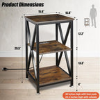 End Tables Living Room Set of 2, Square End Table with Charging Station, 16" D X 16" W X 28" H, Wood and Metal Table with USB Ports and Outlets, Side Table with Wheels for Living Room, Bedroom