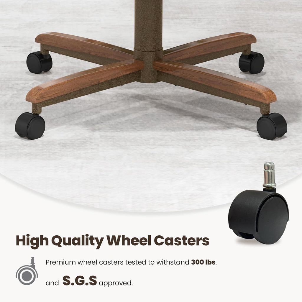 Chromcraft Douglas Set of 1 Casual Dining Chairs Classic Swivel Tilt Dining Chairs with Casters, Wooden Arm Metal Base Chairs with Rolling Wheels for Kitchen & Dining Room (Mocha-Walnut)