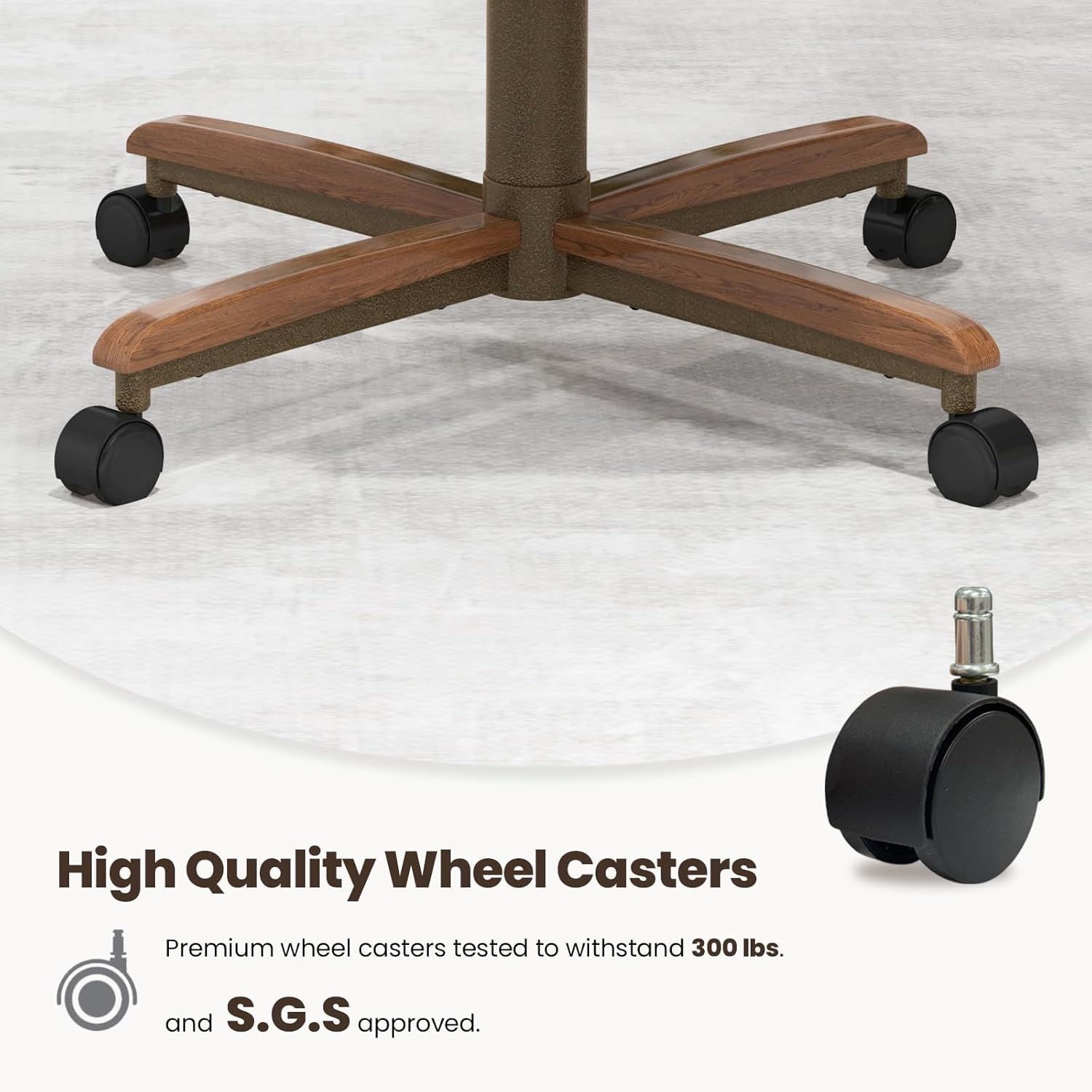 Chromcraft Douglas Set of 1 Casual Dining Chairs Classic Swivel Tilt Dining Chairs with Casters, Wooden Arm Metal Base Chairs with Rolling Wheels for Kitchen & Dining Room (Mocha-Walnut)