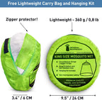 Mosquito Net for Single to King-Sized Beds – Fully-Enclosed Bed Canopy for Travel or Decoration – Free Bag, Hanging Kit & Adhesive Ceiling Hooks for Easy Setup