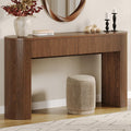 55 Inches Entryway Table with Storage, Mid-Century Console Tables with 2 Drawers, Modern Fluted Sofa Table Behind The Couch, Foyer Tables for Entryway, Couch,Livingroom Walnut