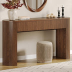 55 Inches Entryway Table with Storage, Mid-Century Console Tables with 2 Drawers, Modern Fluted Sofa Table Behind The Couch, Foyer Tables for Entryway, Couch,Livingroom Walnut