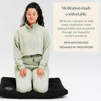 Mindful Modern Bamboo Bench and Zabuton Meditation Mat Bundle - Small Kneeling Meditation Bench with Locking Magnetic Hinges - Wooden Kneeling Ergonomic Bamboo Seiza and Mat for Meditation