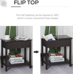 Hinge Cabinet End Table 24x18x30 possessing Bottom Shelf Durable Base Coffee Tone Finish Contemporary Appeal Premium Material