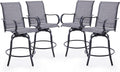 Soohow Outdoor Bar Stools Set of 4, Swivel Patio Barstools with Textilene Fabric, Height Top Patio Chair 360° Swivel, All Weather Use, Ergonomic Comfort Bar Height Tall Outdoor Stools for Balcony