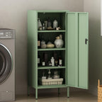 Steehoom Metal Locker Cabinet Lockable Bathroom Storage Cabinet Black 4 Tier Employee Lockers for Home, School, Office, Garage (Green, 19.69" D x 15.75" W x 49.21" H)