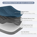 baibu Kitchen Chair Cushions Set of 2, Dual-Layer Patented Design Memory Foam Dining Chair Pads with Ties and Washable Cover, 2 Pack, 17" x 16" x 2", Blue