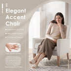 COLAMY Modern Wingback Living Room Chair, Upholstered Fabric Accent Armchair, Single Sofa Chair with Lounge Seat and Wood Legs for Office/Bedroom/Reading Spaces, Beige