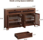 Vabches Modern Sideboard Cabinet with 4 Doors & 2 Drawers, Wood Buffet Cabinet with Storage for Dining & Living Room, Brown