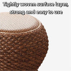 Round Ottoman Natural Seagrass Braided Poof Hand Weaving Round Ottomans Boho Footrest Stool for Home Living Room Bedroom Patio(32cm/12.5in)