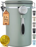 Veken Coffee Canister, 39OZ Large, Airtight Stainless Steel Food Storage Container for 2.2lbs Coffee Beans, Ground, Sugar, Tea, Flour, Cereal, Kitchen Bar Accessories with Date Tracker & Scoop, Green