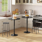 HOOBRO 2 Pcs Bar Table, Height-Adjustable Round Pub Table 27-35.4 Inches with Sturdy Base, Modern Style Bar Table Easy Assembly with Metal Base for Pub, Party and Small Places, Black BK58BTP201G1N1