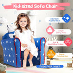 HONEY JOY Kids Couch, Toddler Sofa Armchair with Flyman Pattern, Children Mini Playroom Furniture, Sturdy Wooden Construction, Baby Small Armrest Chair, Lightweight Kids Sofa for Boys Girls (Blue)
