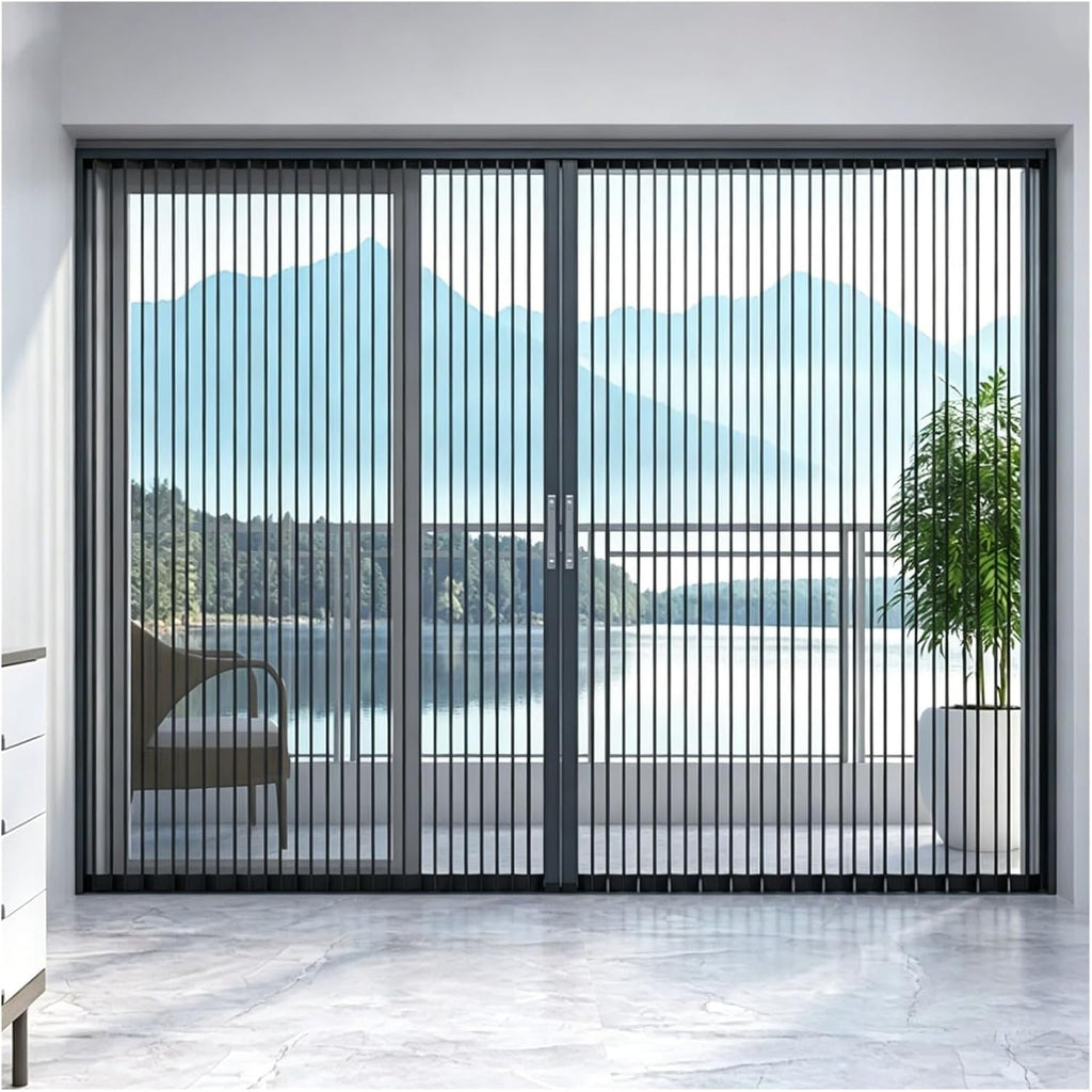 Folding Door with Lock for Interior Doorway, Space-Saving Retractable Home Entrance Door, Sliding Door for Balcony Bedroom Kitchen Pantry Hallway Use(Gray,150x200cm(59"x79"))