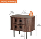 WAMPAT Fluted Nightstand, Modern Wooden End Table with 2 Drawer, Storage Bedside Table for Bedroom and Living Room