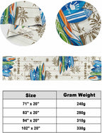 Summer Surfing Bed Runner for King Size Bed, 102"x20" Surfboard Beach Palm Trees Wood Grain Retro Luxury Bed Runners & Scarves Decorative Bedding Scarf Protector Slipcover for Home Hotel