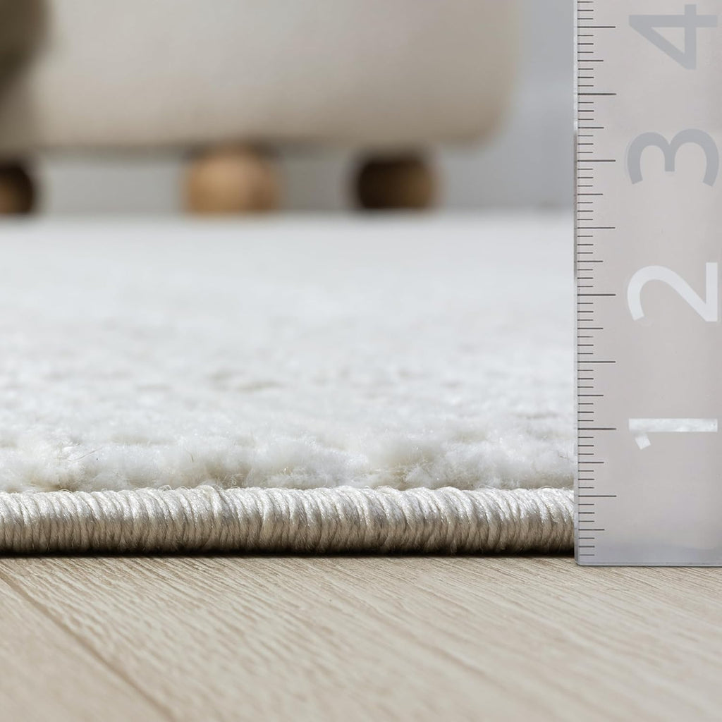 Abani Cream Area Rug - 6' x 9' - Living Room & Bedroom - Textured Weave Design - Indoor Use - Easy to Clean, Stain Resistant, Non-Shedding - Neutral Collection