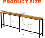 70" Narrow Sofa Table with Outlet (2 AC Outlets & 2 USB Ports), Behind Couch Table with Charging Station, Long Skinny Console Table for Living Room, Entryway and Hallway (Rustic Brown)