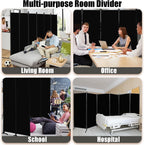 Room Divider-Folding Privacy Screens, 6 ft Partition Room Dividers Wall for Separation, Home, Office, Classroom, Studio (Black, 6 Panel)