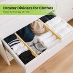 Fyvva Drawer Divider, Adjustable Bamboo Kitchen Drawer Organizer, Spring Loaded Drawer Organizer, Dresser Separators for Kitchen, Bathroom, Clothes, Office Desk Storage (Natural, 8 Pack Large)