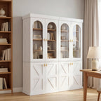 Farmhouse Kitchen Pantry Cabinet Set of 3, 71-Inch Tall Wood Hutch with Glass Doors, Adjustable Shelves & Large Storage, Versatile Cabinet for Dining Room, Living Room, White