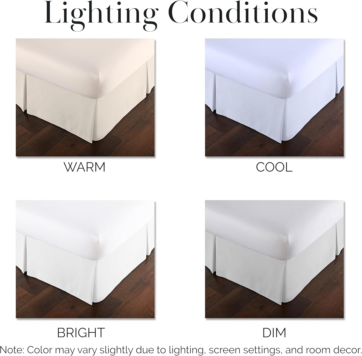 Southshore Fine Living, Inc. Queen Bed Skirt 14 Inch Drop, Pleated Dust Ruffle for Bed Skirting Queen Size - Platform Cover, Split Corners, Wrinkle Resistant, Soft Easy Care Microfiber - Bright White