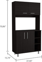 3-Shelf Pantry Cabinet,Buffet Kitchen Sideboard,Black Wengue,for Kitchen,Dining Room,37.4 * 15.74 * 70.86